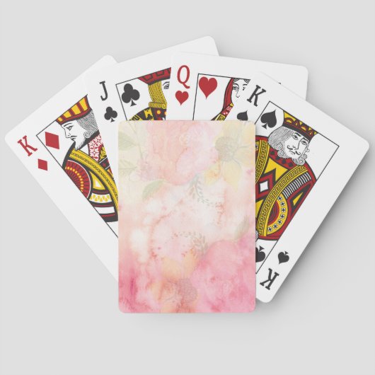 水彩ピンクフローラ背景 トランプ (裏面)