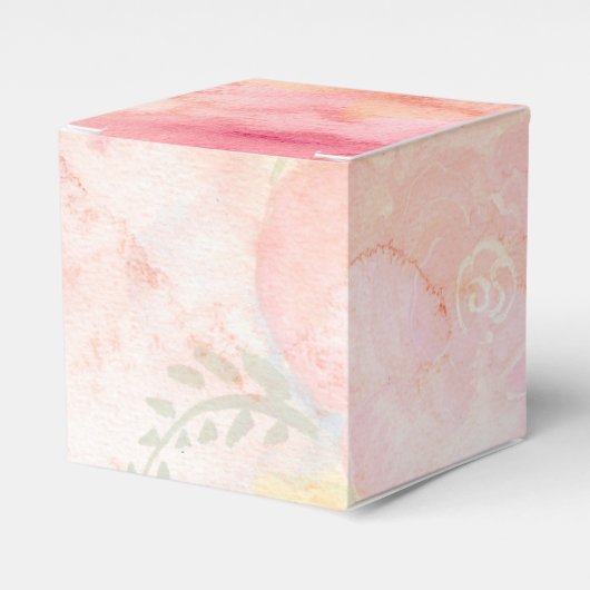 水彩ピンクフローラ背景 フェイバーボックス (正面サイド)