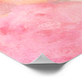 水彩ピンクフローラ背景 ポスター (角)