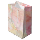 水彩ピンクフローラ背景 ミディアムペーパーバッグ (正面アングル)