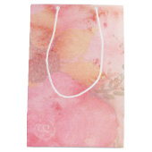 水彩ピンクフローラ背景 ミディアムペーパーバッグ (裏面)