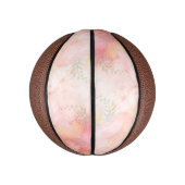 水彩ピンクフローラ背景 ミニバスケットボール (縦)