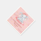 水彩ピンクフローラ象ガールベビーシャワー スタンダードカクテルナプキン (角)
