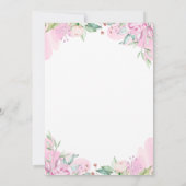 水彩ピンクフローラ金ゴールドスクリプトガールバプテスマ 招待状 (裏面)