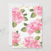 水彩ピンクフローラ金ゴールドバルミツワー 招待状 (裏面)