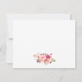 水彩ピンクフローラ金ゴールドフレームパーソナライズされた ノートカード (裏面)