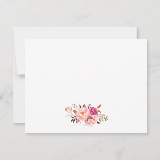 水彩ピンクフローラ金ゴールドフレームパーソナライズされた ノートカード (裏面)