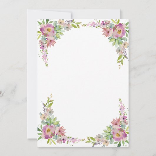 水彩ピンクフローラ金ゴールド幾何学的ベビーシャワー 招待状 (裏面)