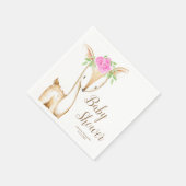 水彩ピンクフローラ鹿ガールベビーシャワー スタンダードカクテルナプキン (角)