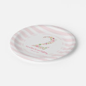 水彩ピンクフローラ2歳の誕生日 ペーパープレート (アングル)