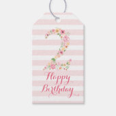 水彩ピンクフローラ2歳2歳の誕生日 ギフトタグ (正面)