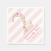 水彩ピンクフローラ2歳2歳の誕生日 スタンダードカクテルナプキン (正面)