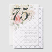 水彩ピンクフローラ75th誕生日パーティー ベラム紙招待状 (オフセット (招待状))