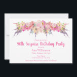 水彩ピンクフローラ90thサプライズ誕生日 招待状<br><div class="desc">水彩ピンクフローラ90thサプライズ誕生日招待状このピンクと紫の水彩フローラ招待はあなたの特別なお祝いに最適である。</div>