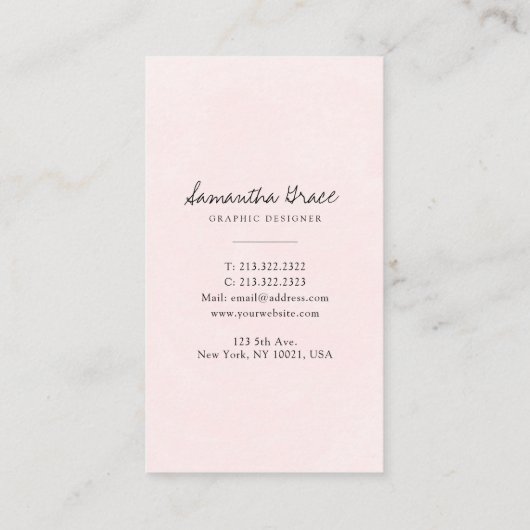 水彩ピンクフローラ 名刺 (裏面)