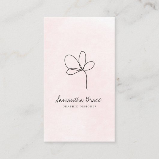 水彩ピンクフローラ 名刺 (正面)