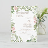 水彩ピンクフローラ&金ゴールドユーカリプトゥスインビタティ 招待状 (スタンド正面)