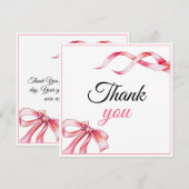 水彩ピンクフローリングリボンスウィート16誕生日 サンキューカード (正面/裏面)