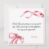 水彩ピンクフローリングリボンスウィート16誕生日 サンキューカード (裏面)