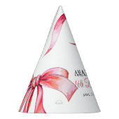 水彩ピンクフローリングリボンスウィート16誕生日 パーティーハット (左)