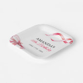 水彩ピンクフローリングリボンスウィート16誕生日 ペーパープレート (傾斜あり)