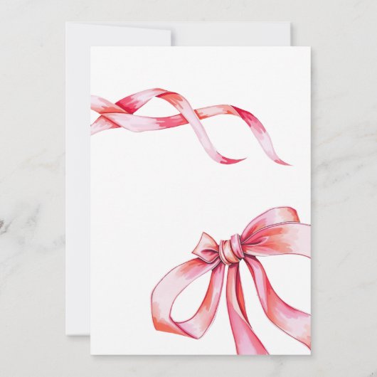 水彩ピンクフローリングリボンスウィート16誕生日 招待状 (裏面)