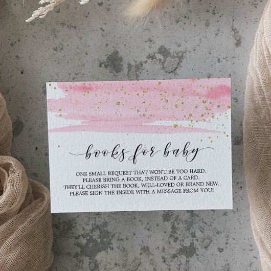 水彩ピンクブックリクエスト招待状挿入 エンクロージャーカード