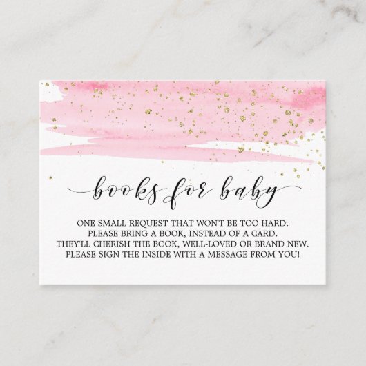 水彩ピンクブックリクエスト招待状挿入 エンクロージャーカード (正面)