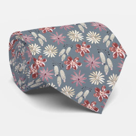 水彩ピンクブラウンクリームフラワーボタニカル ネクタイ