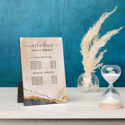 水彩ピンクブラック金ゴールドサロン価格メニュープラーク フォトプラーク (側面)