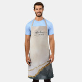 水彩ピンクブラック金ゴールド大理石事業 エプロン (着用した状態)