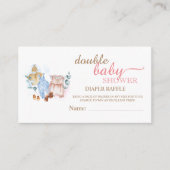 水彩ピンクブルーおむつラッフルベビーシャワー エンクロージャーカード (正面)