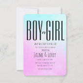 水彩ピンクブルージェンダーが明らかにする 招待状 (正面)