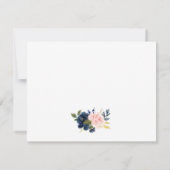 水彩ピンクブルーフローラパーソナライズされた金ゴールド ノートカード (裏面)