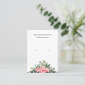 水彩ピンクブーケジュエリーイヤリングディスプレイ 名刺 (スタンド正面)