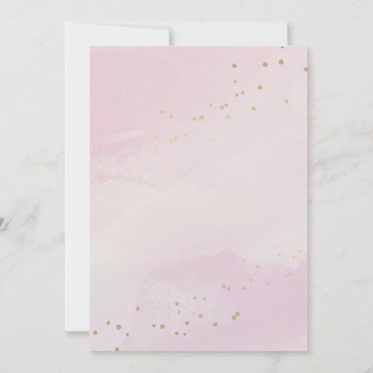 水彩ピンクプリンセスクラウンフェアヤテール誕生日 招待状 (裏面)