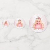 水彩ピンクプリンセス誕生日パーティーかわいい コンフェッティ (正面)