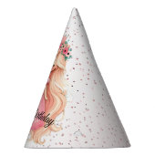水彩ピンクプリンセス誕生日パーティーかわいい パーティーハット (右)