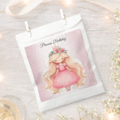 水彩ピンクプリンセス誕生日パーティーかわいい フェイバーバッグ (クリップ留めされた状態)