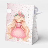 水彩ピンクプリンセス誕生日パーティーかわいい フェイバーボックス (裏面サイド)