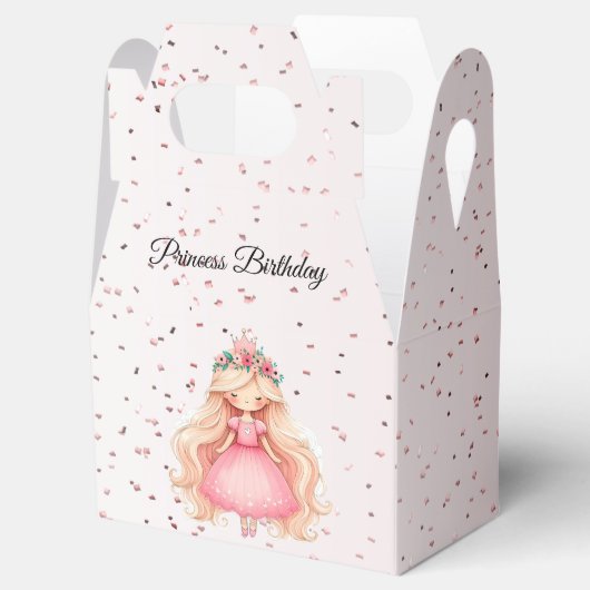 水彩ピンクプリンセス誕生日パーティーかわいい フェイバーボックス (オープン)