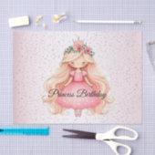 水彩ピンクプリンセス誕生日パーティーかわいい 薄葉紙 (クラフト)
