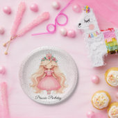 水彩ピンクプリンセス赤ちゃんシャワーパーティーかわいい ペーパープレート (パーティー)