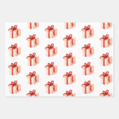 水彩ピンクプレゼント&オーナメント ラッピングペーパーシート (正面)