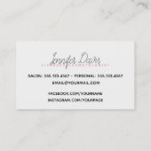 水彩ピンクヘアスタイリスト美容師（ばちゃばちゃ）跳ねる 名刺 (裏面)