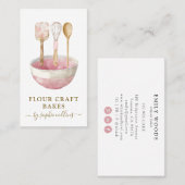 水彩ピンクベイカーベーカリーパティシシェフアパルーズ 名刺 (正面/裏面)
