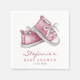 水彩ピンクベビーシューズ女の子ベビーシャワー スタンダードカクテルナプキン