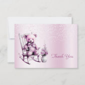 水彩ピンクベビーベアサンキューカード サンキューカード (正面)