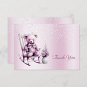 水彩ピンクベビーベアサンキューカード サンキューカード (正面/裏面)