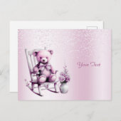 水彩ピンクベビーベアポストカード ポストカード (正面/裏面)